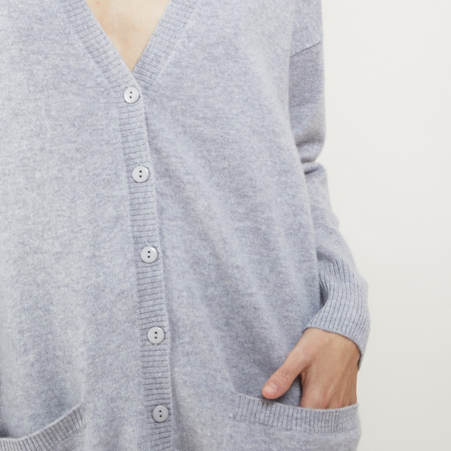 Long cardigan with pockets in cashmere - Blush