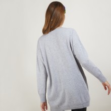 Long cardigan à poches en cachemire - Blush 7040 marine - 05 Bleu marine