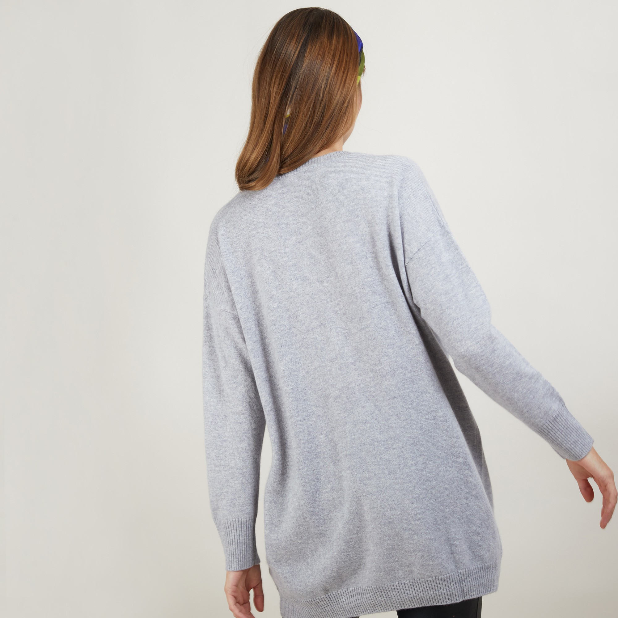 Long cardigan à poches en cachemire - Blush 7040 marine - 05 Bleu marine