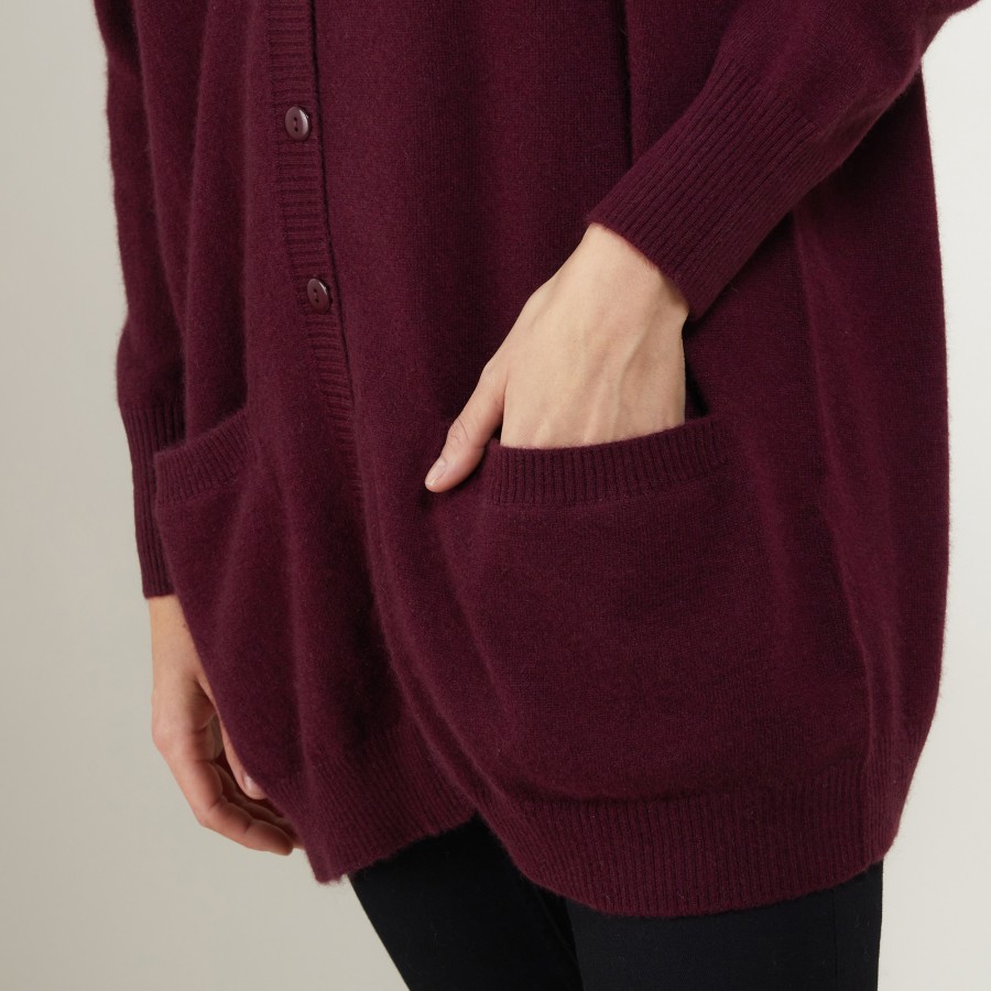 Cardigan longo de cashmere com bolsos - Blush