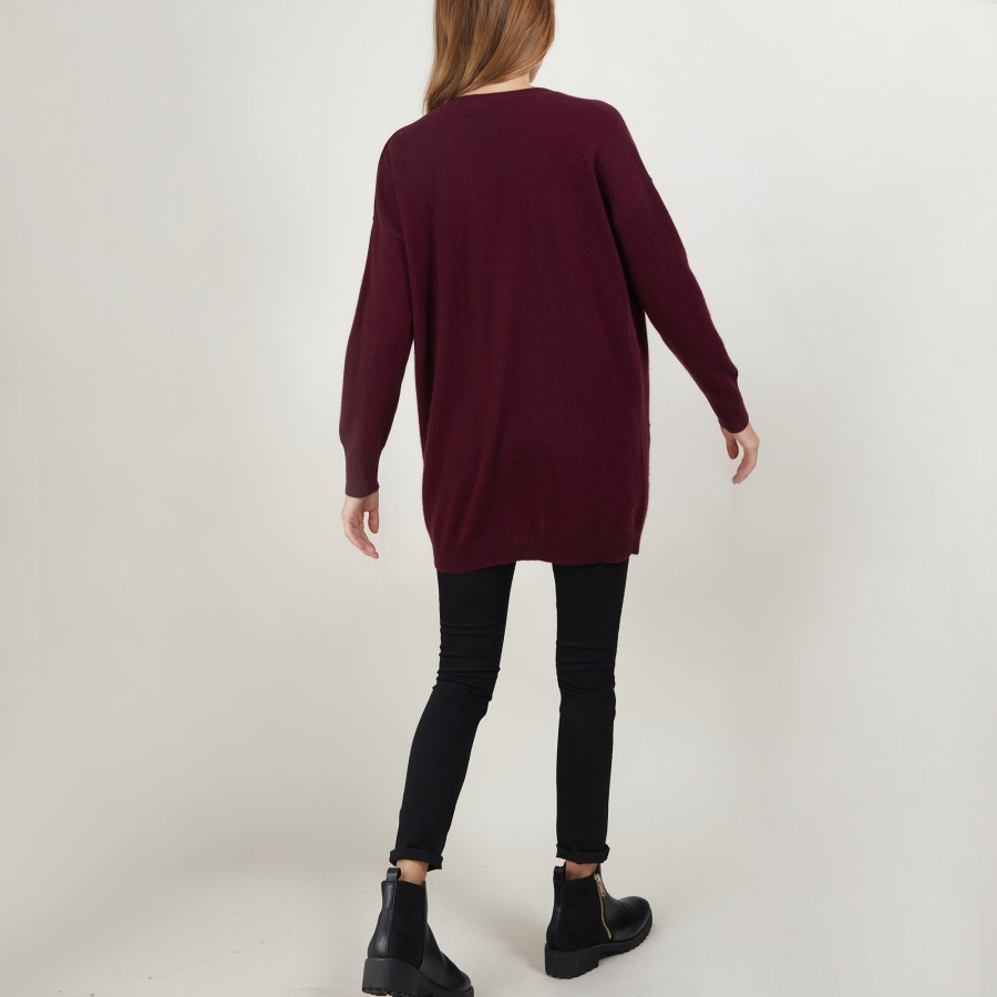 Cardigan longo de cashmere com bolsos - Blush