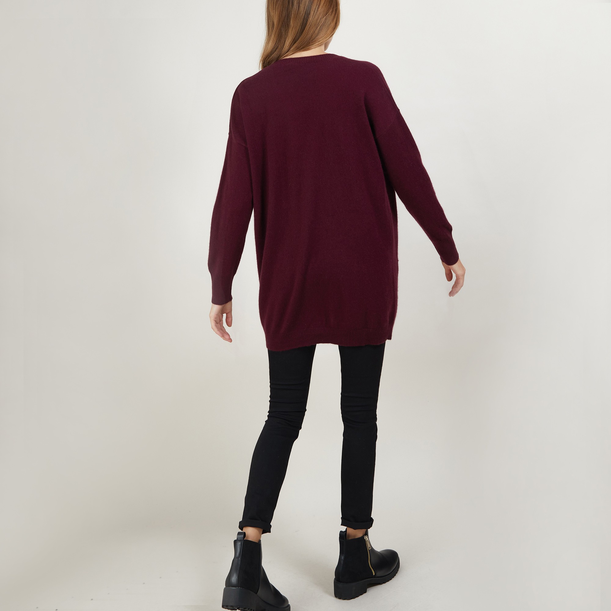 Long cardigan à poches en cachemire - Blush 7040 marine - 05 Bleu marine