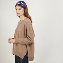 Pull en cachemire col V avec fentes - Brendao 7011 ombre - 10 Gris foncé