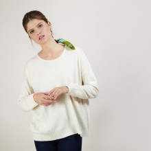 Pull ample en cachemire boutons épaule - Brook 7002 arome - 82 Ecru