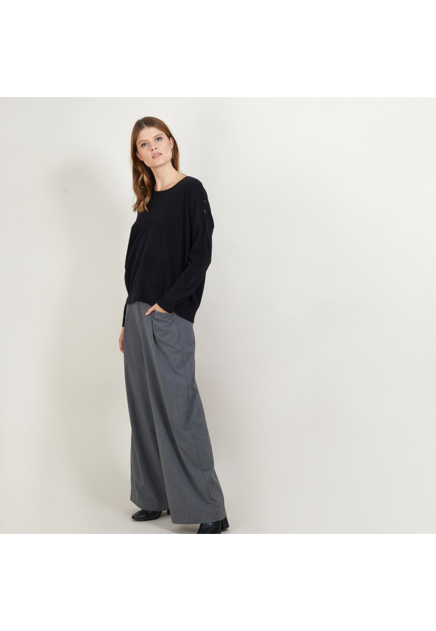 Cashmere wide shoulder buttons sweater - Brook