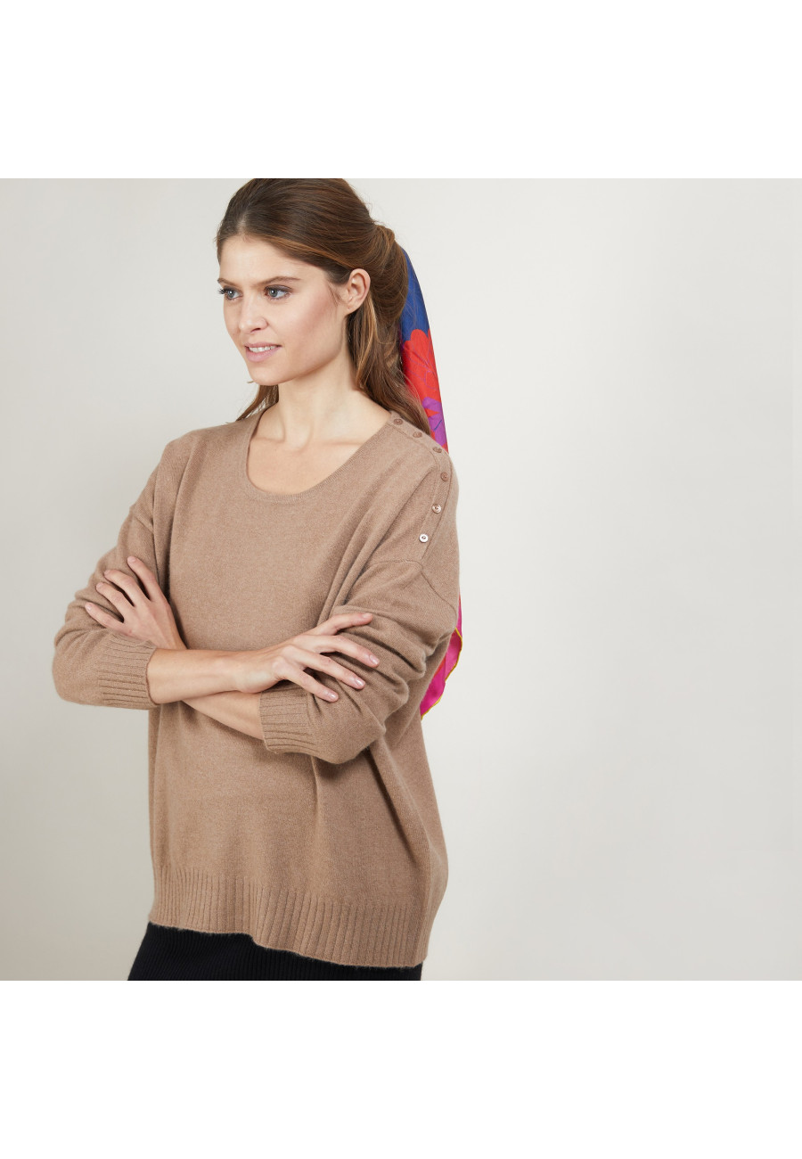 Cashmere wide shoulder buttons sweater - Brook