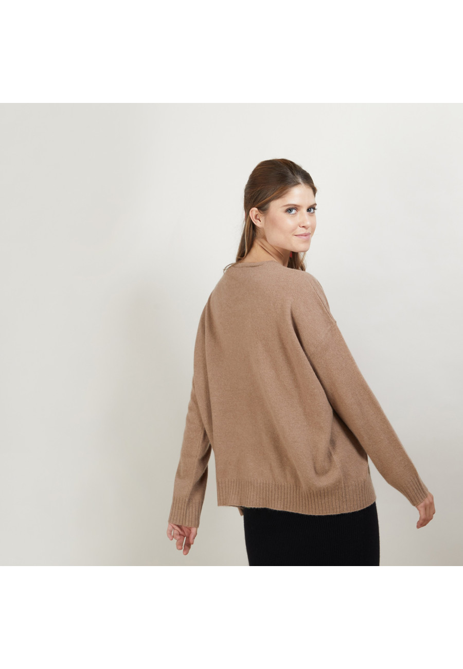 Cashmere wide shoulder buttons sweater - Brook