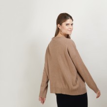 Pull ample en cachemire boutons épaule - Brook 7030 desert - 46 Marron clair