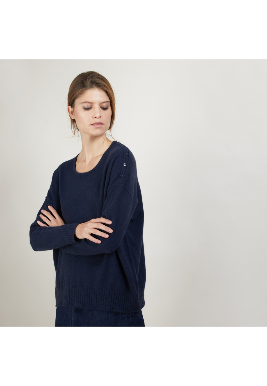 Suéter solto de cashmere com botões - Brook