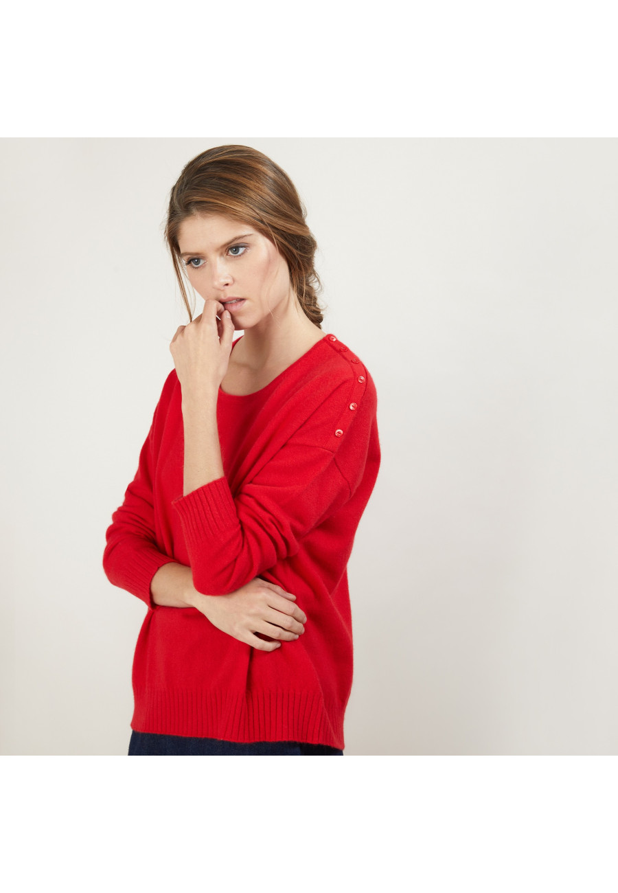 Suéter solto de cashmere com botões - Brook
