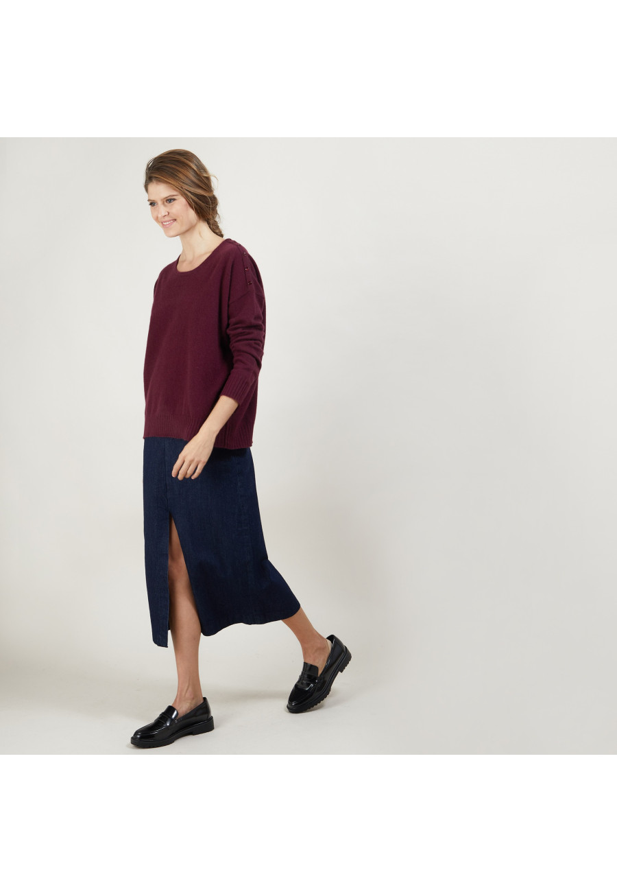 Suéter solto de cashmere com botões - Brook