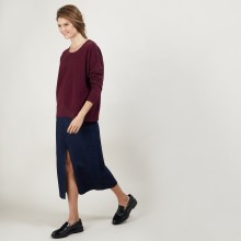 Pull ample en cachemire boutons épaule - Brook 7085 damas - 18 Violet foncé