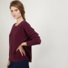 Pull ample en cachemire boutons épaule - Brook 7085 damas - 18 Violet foncé