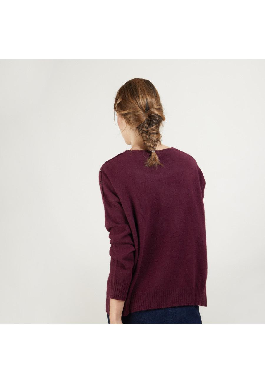 Cashmere wide shoulder buttons sweater - Brook