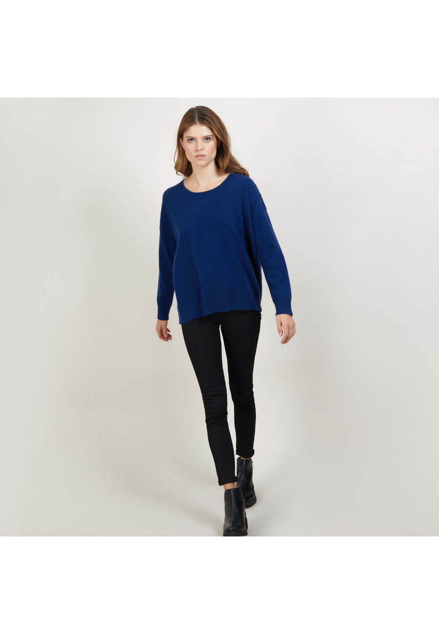 Cashmere wide shoulder buttons sweater - Brook