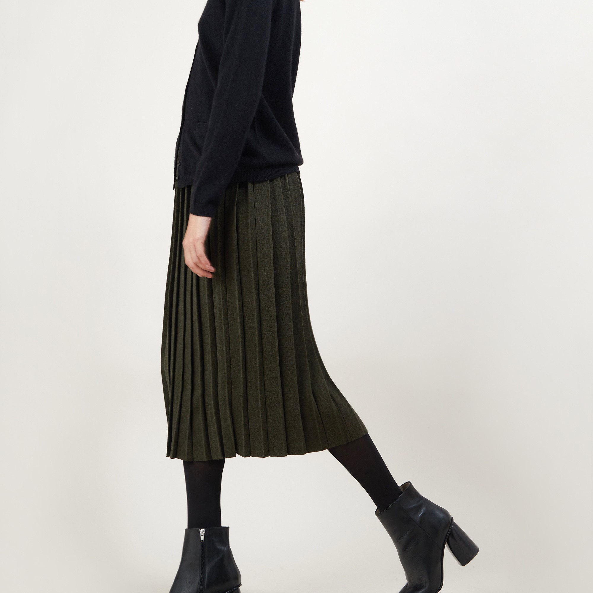 Jupe plissée en laine - Faustina 7050 bronze - 83 Kaki