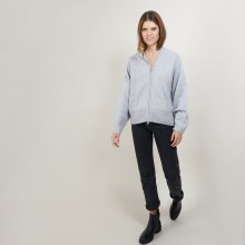 Zipped hooded jacket in 100% cashmere GABIN