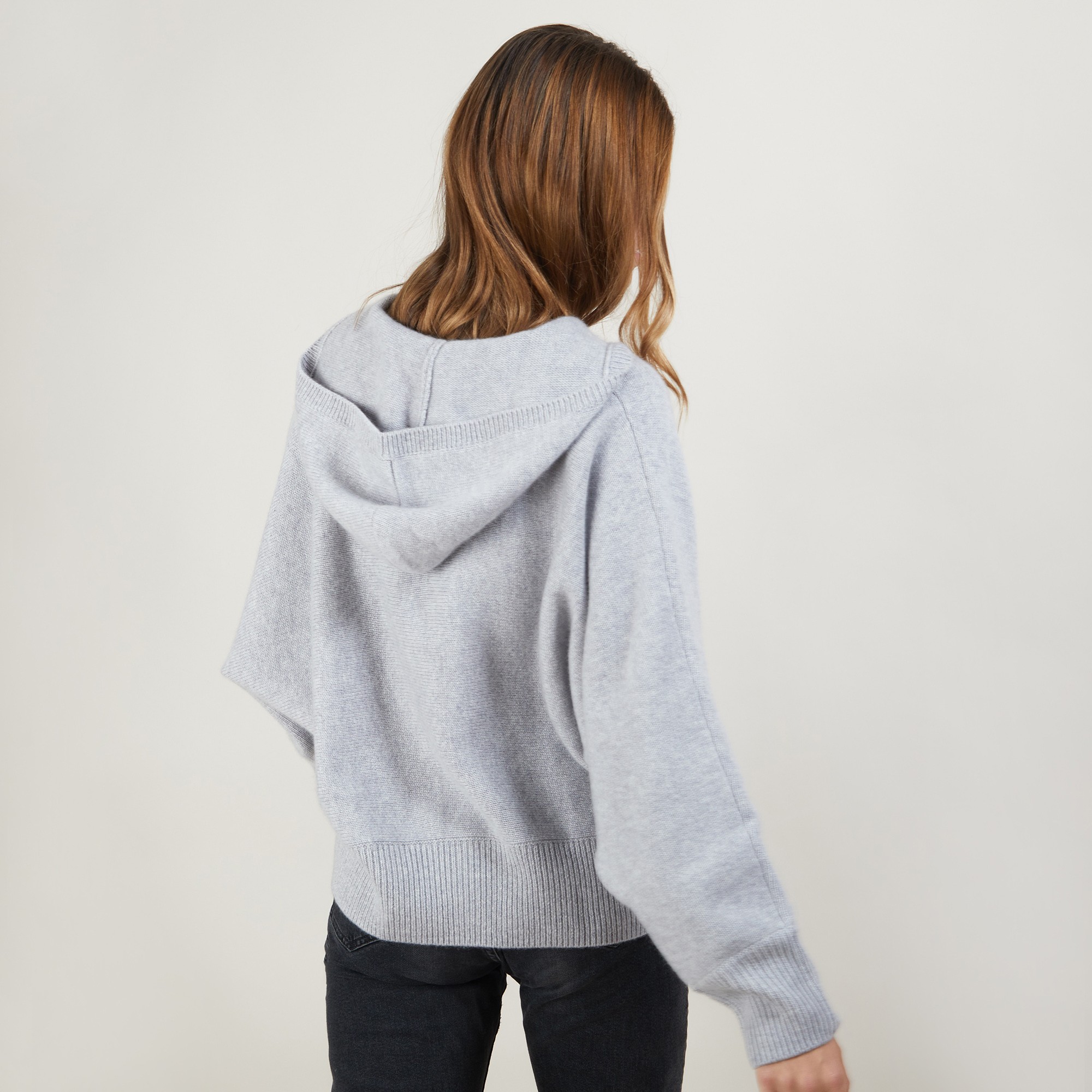 Zipped hooded jacket in 100% cashmere GABIN
