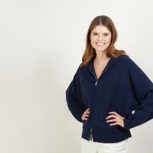Zipped hooded jacket in 100% cashmere GABIN