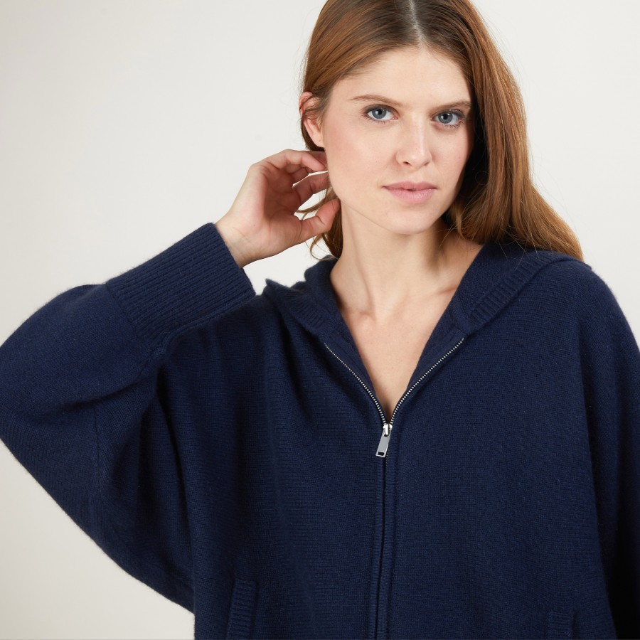 Cashmere zipped hooded jacket - Gabien