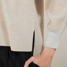 Two-tone wool sweater with slits - Glee