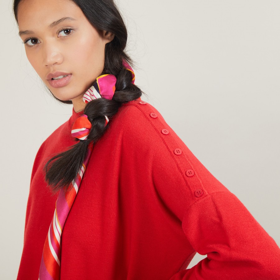 Suéter de lã com botões nos ombros - Gipsy