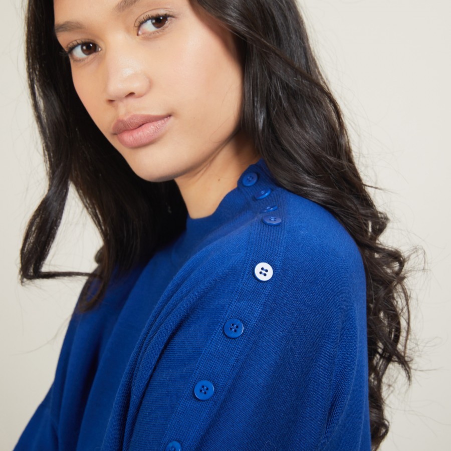 Suéter de lã com botões nos ombros - Gipsy