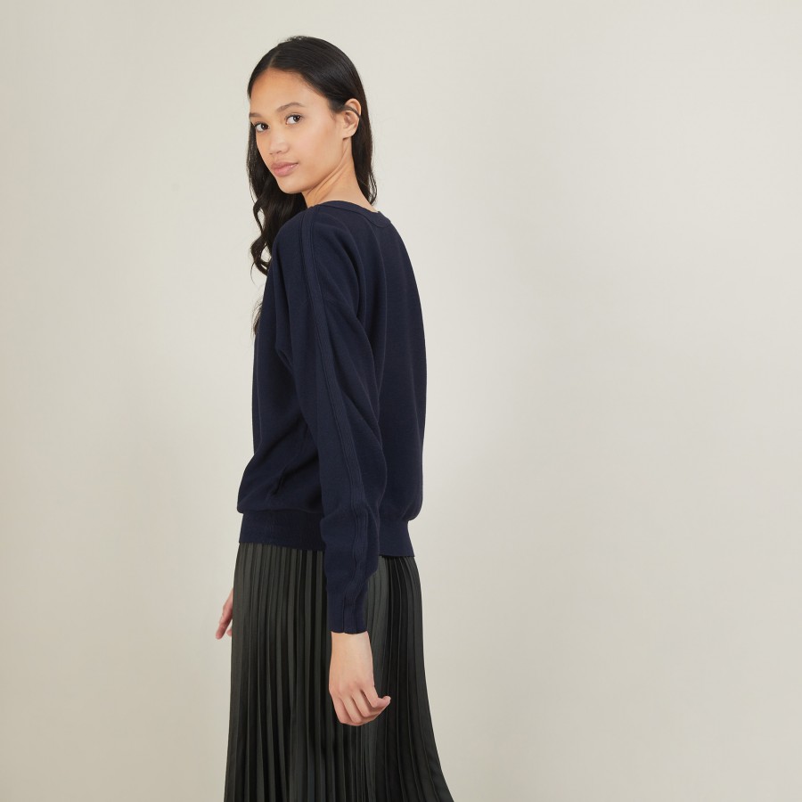 Suéter de algodão e cashmere com gola canoa - Felice