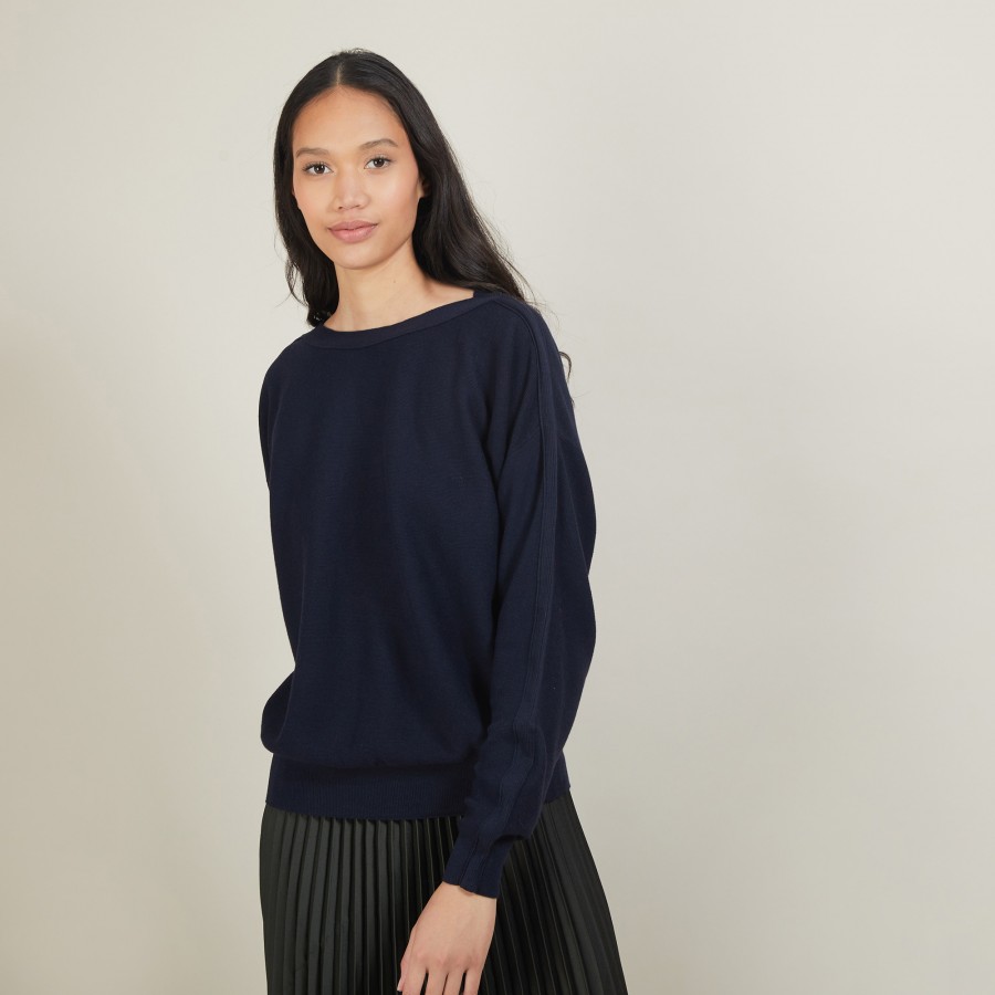 Cotton cashmere boat neck sweater - Felice