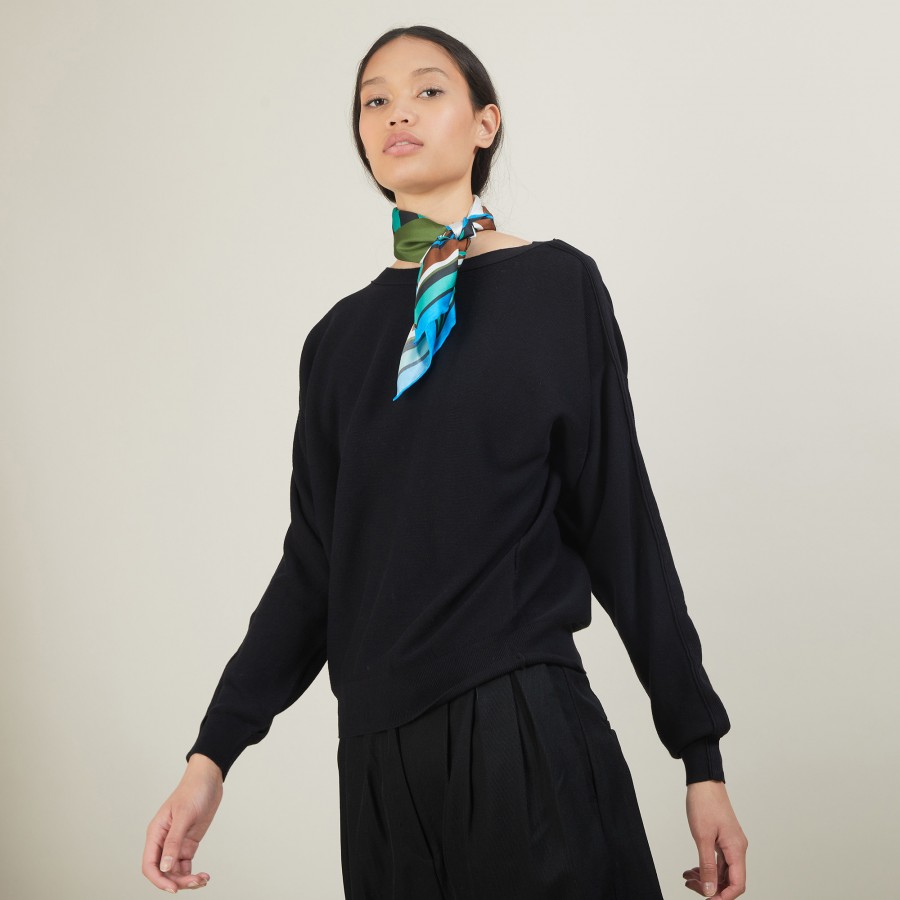 Suéter de algodão e cashmere com gola canoa - Felice