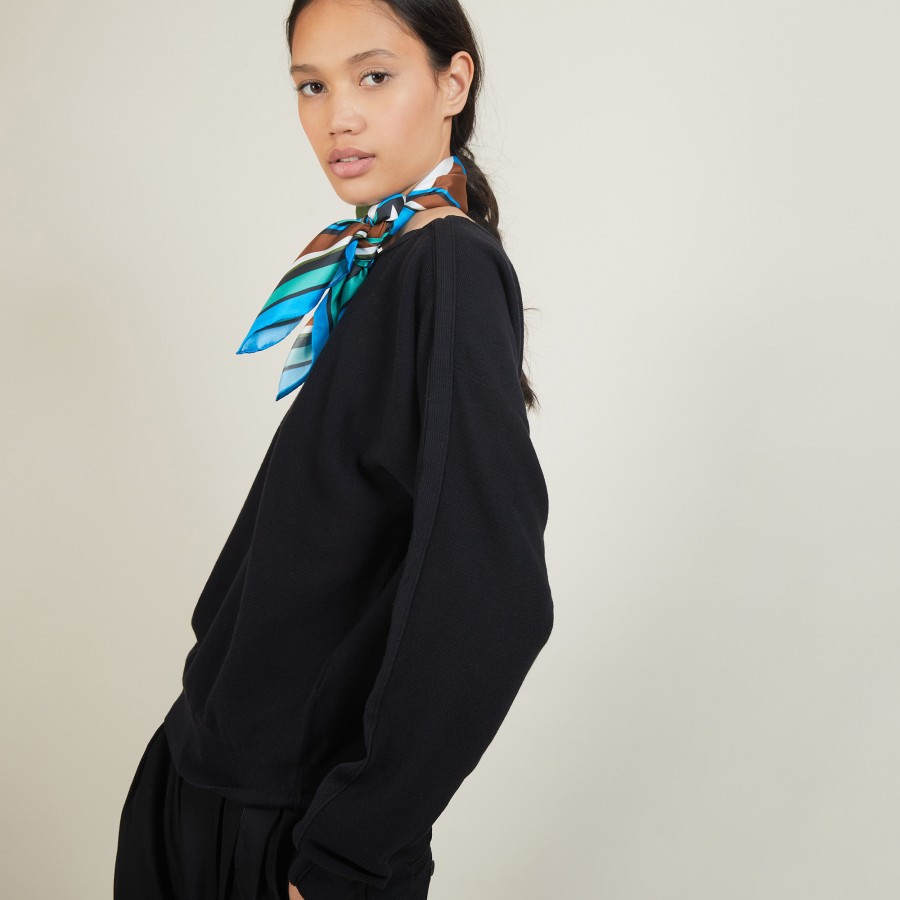 Suéter de algodão e cashmere com gola canoa - Felice