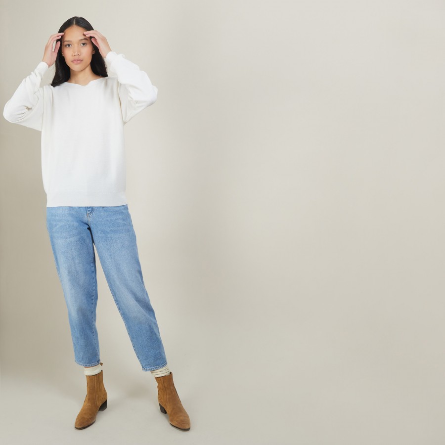 Suéter de algodão e cashmere com gola canoa - Felice