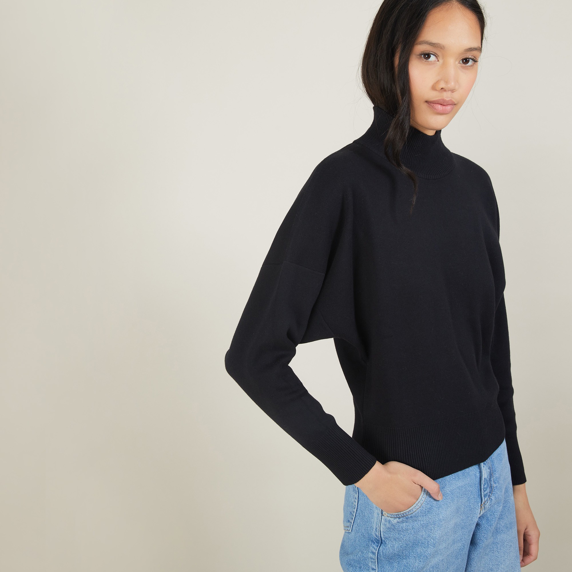 Cotton cashmere high neck sweater - Fanny