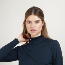Wool and silk sweater with fancy collar - Florina