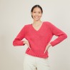 Pull col v en laine et soie - Blovis 7083 pivoine - 26 Rose foncé