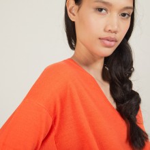 Pull à fentes col v en laine - Bernice 7081 fusion - 15 Orange