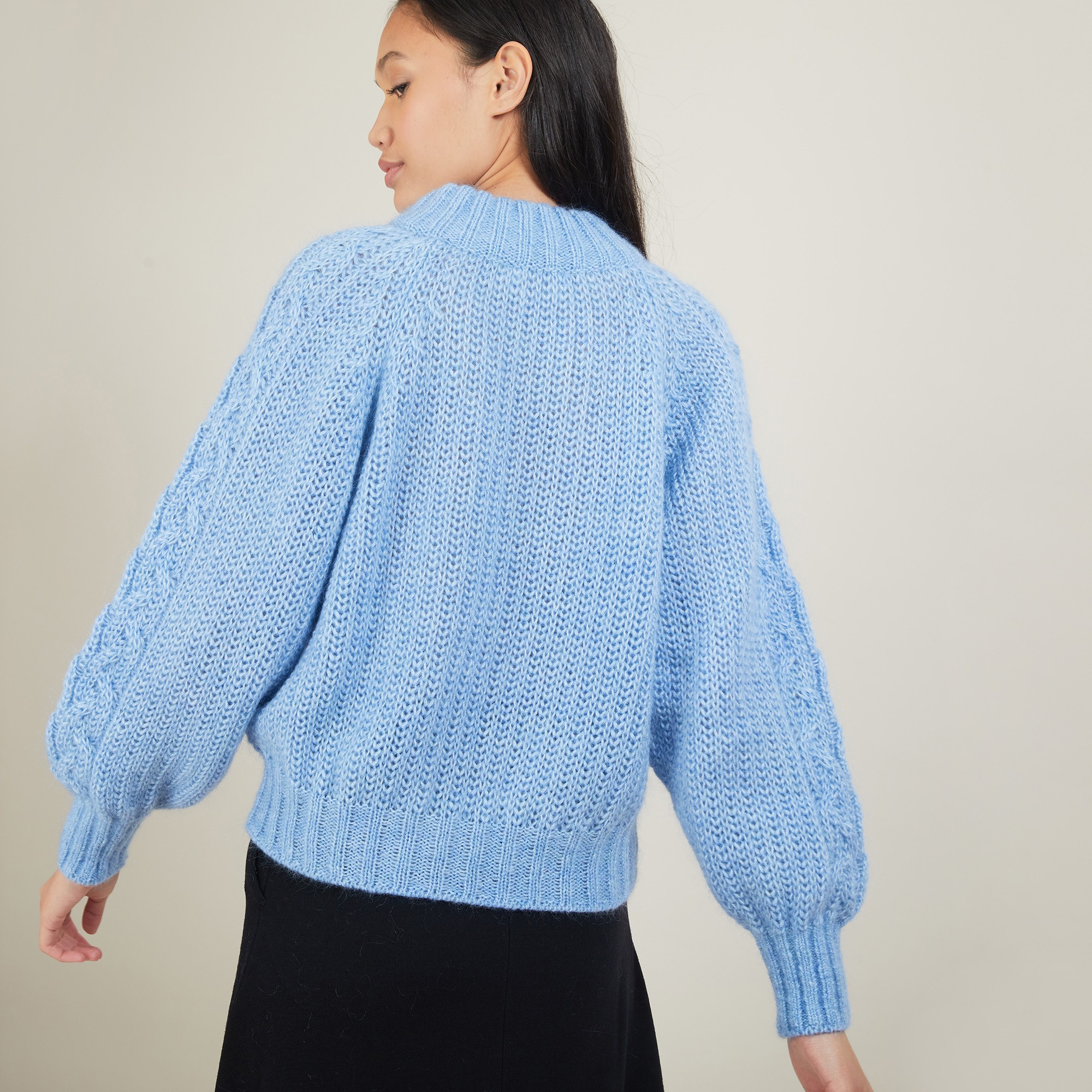 Pull col montant zippé en mohair - Gilda 7045 air - 04 Bleu clair