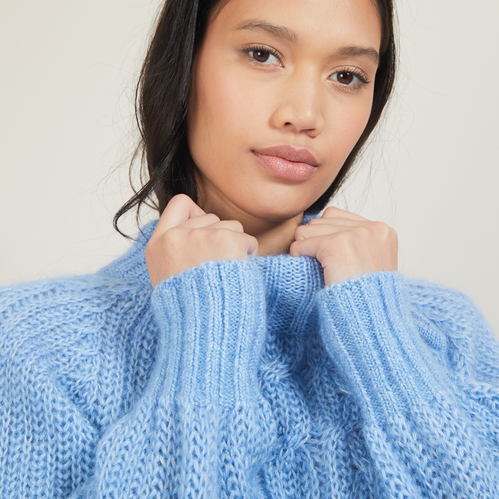 Pull col montant zippé en mohair - Gilda 7045 air - 04 Bleu clair