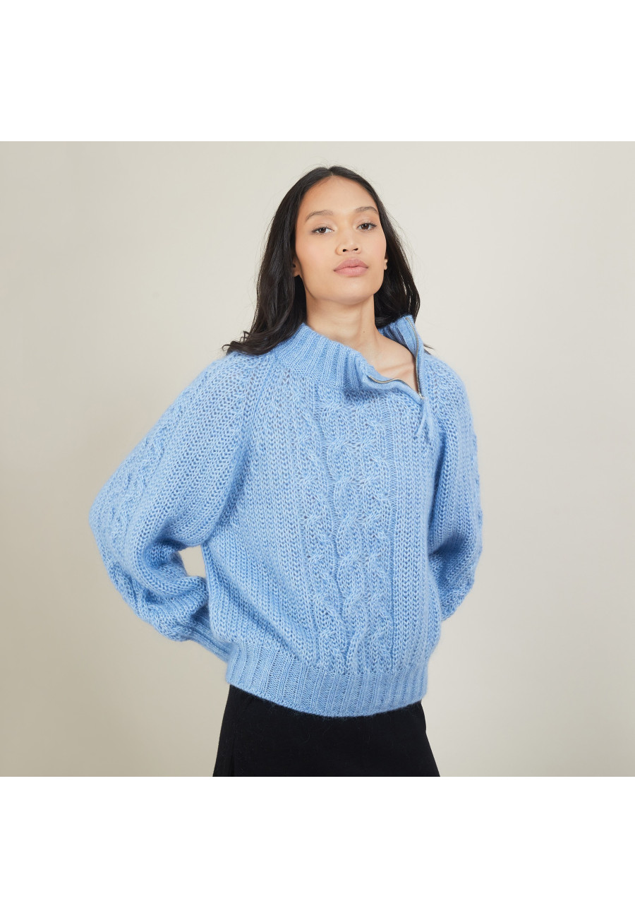 Zipped high-neck mohair sweater - Gilda