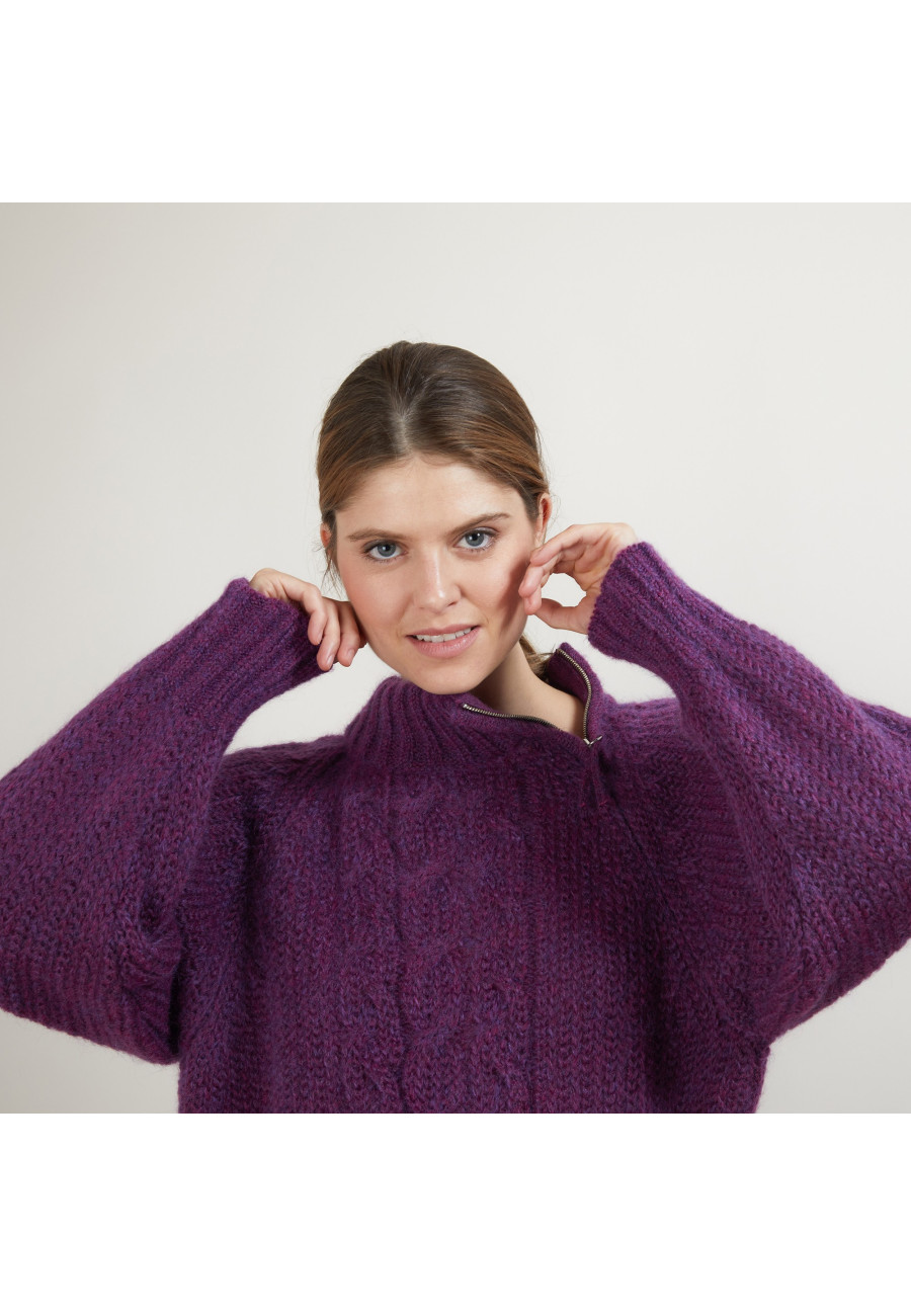 Suéter Mohair com zíper e gola alta - Gilda