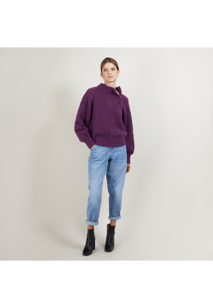 Suéter Mohair com zíper e gola alta - Gilda