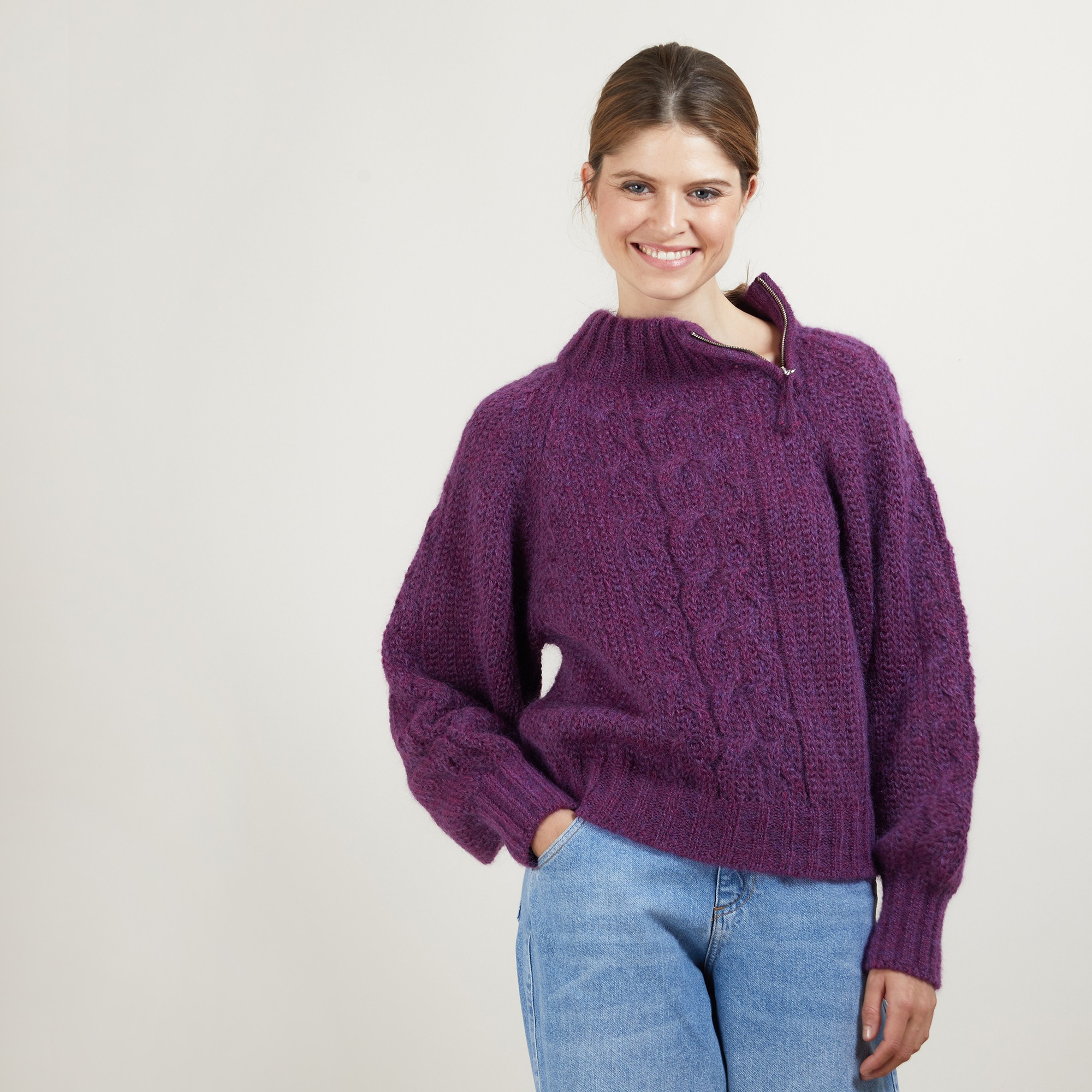 Zipped high-neck mohair sweater - Gilda