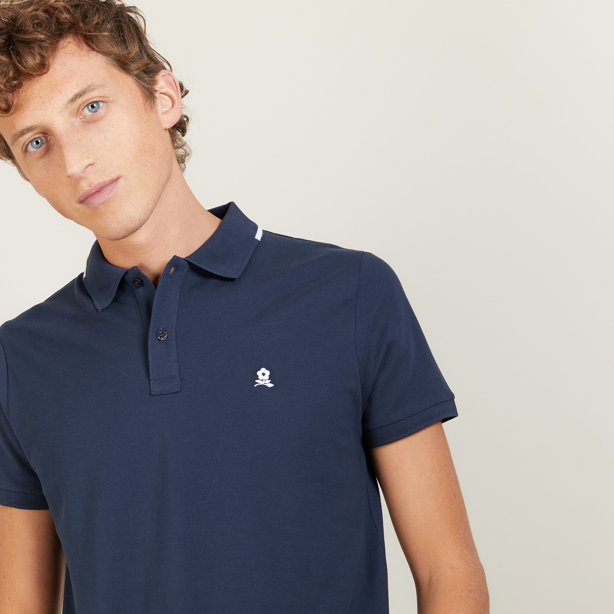 Short-sleeved cotton pique polo shirt - Babel