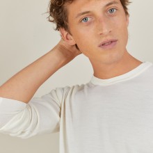 Pull col rond en laine et soie - Barsam 7002 arome - 82 Ecru