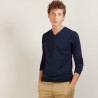 Pull col V en laine et soie - Basil 7001 - 13 Beige moyen