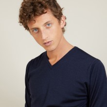 V-neck sweater in wool and silk - Basil