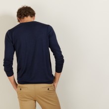 V-neck sweater in wool and silk - Basil