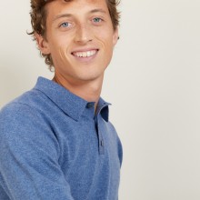 long-sleeved polo shirt in 100% cashmere-BILLY