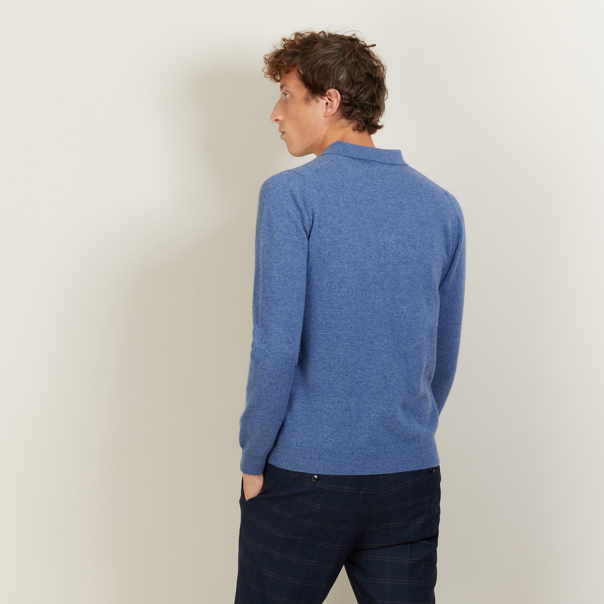 long-sleeved polo shirt in 100% cashmere-BILLY