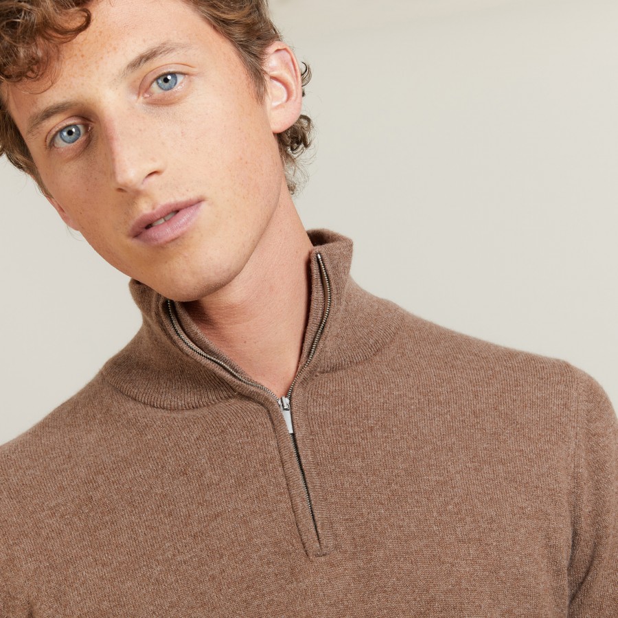 Suéter de cashmere com zíper na gola - Emile